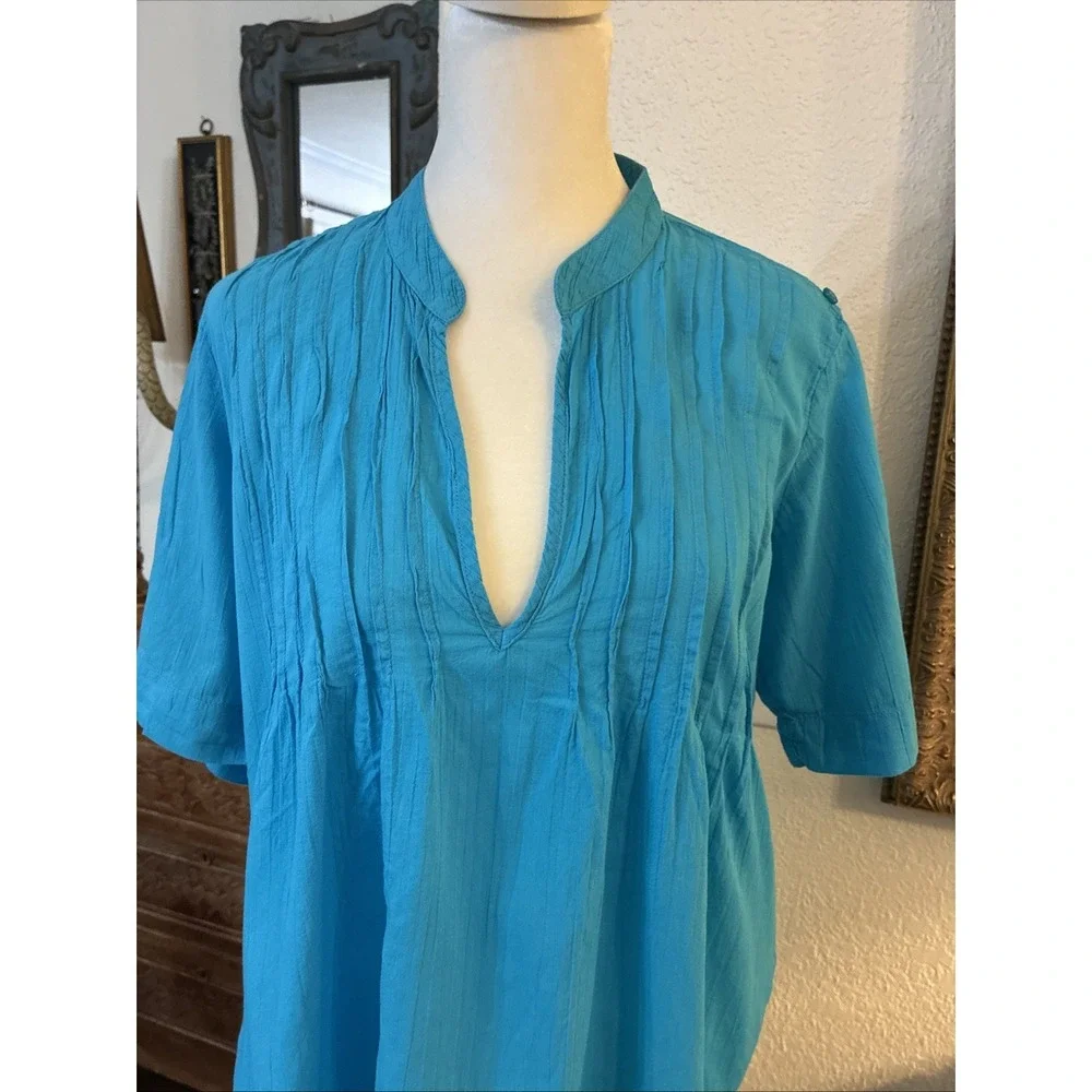 Lauren Ralph Lauren Turquoise Cotton Swim Coverup Tunic Small 100% Cotton